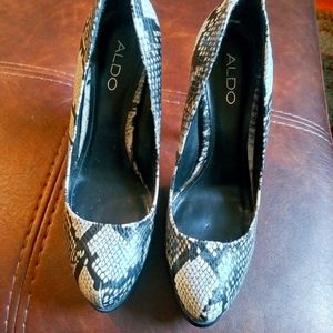 ALDO SNAKESKIN PRINT STILETTO SHOES SIZE 38=7.5.